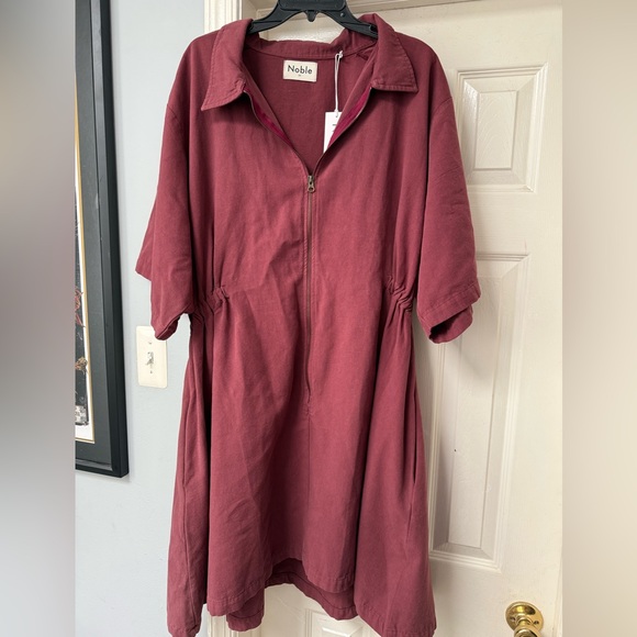 Noble Utility Zip-Up Dress in Bordeaux, 2X NWT - Picture 2 of 6